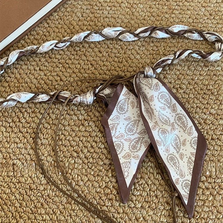 Böhmischer Seidenschal, gewebte Holzperlen, Perlenkette, Ethno-Stil, Gürtel, Nische, High-End-Mode, Taillen-Accessoire_voghion.com