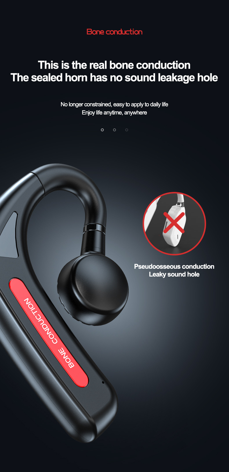 Neu Bluetooth-Headset Knochenleitung Ohrbügel Nicht-In-Ear Business Sports Stereo Headset_voghion.com
