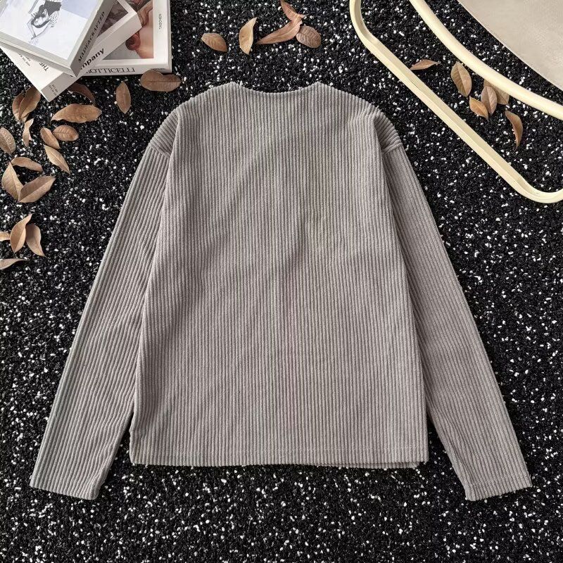 Rugged Half-Zip Corduroy Henley Shirt – Men's Textured Long Sleeve Tee (M-3XL, Breathable, Workwear-Inspired Layering Essential)_voghion.com