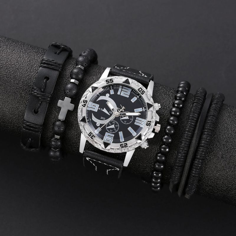 Three-eye Quartz Big Gold Watch Fashion Luxury Business Beaded Versatile Suit To Work Daily Birthday Anniversary Valentine's Day Gift_voghion.com