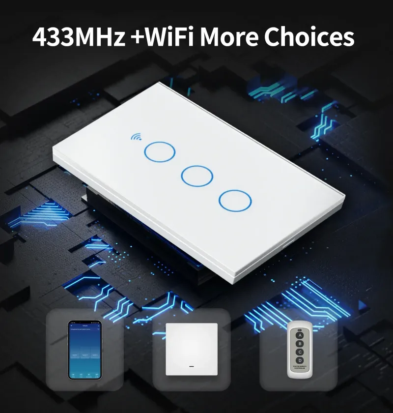 Interruttore Tuya US CE da 1/2/3/4 Gang WiFi Zigbee, senza neutro/filo, pulsante a parete per il controllo della luce LED, funzione vocale intelligente con Alexa_voghion.com