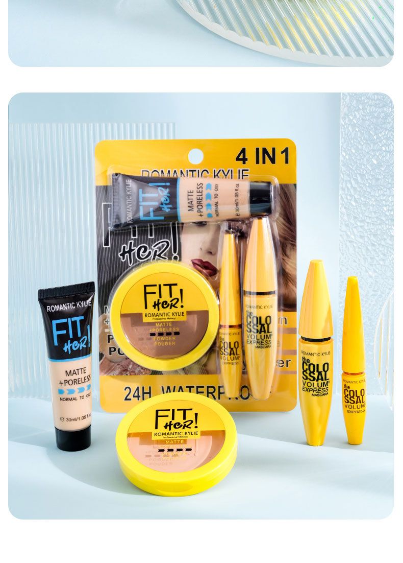 Make-up-Sets Neues 4-in-1-Konturpuder-Concealer-Flüssiggrundierung Mascara-Eyeliner-Set Vier-in-Eins-Make-up-Set_voghion.com