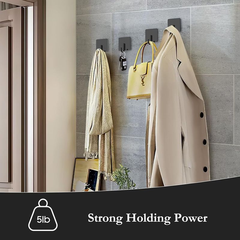 Pacote com 6 ganchos para toalhas de aço inoxidável - Suporte de parede resistente_voghion.com