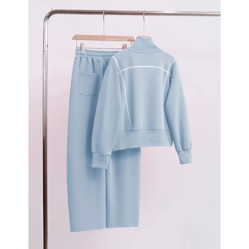 Damenbekleidung Lässige Sportanzüge für Damen Frühling und Herbst Neue Mode High-End-verdicktes Sweatshirt mit weitem Bein_voghion.com
