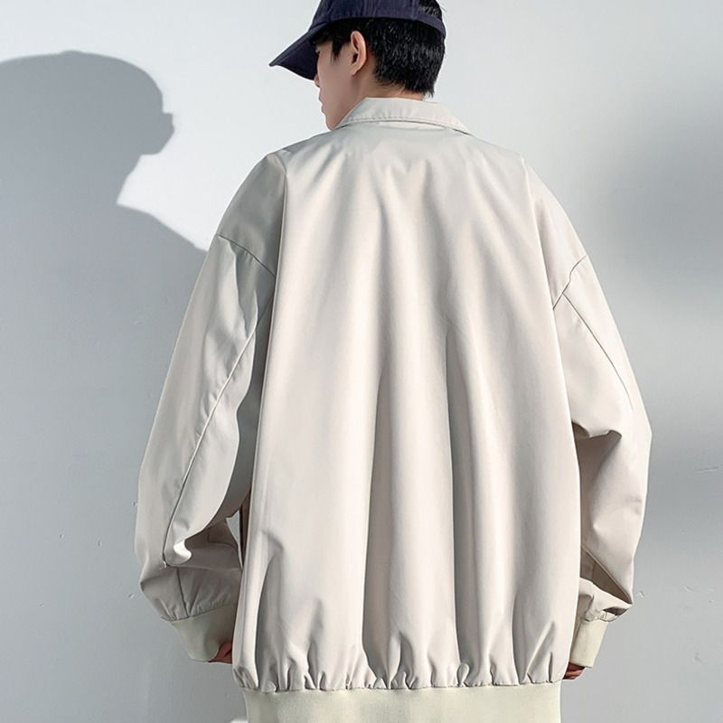 Giacca primaverile e autunnale da uomo, cappotto casual alla moda in stile americano con colletto rovesciato, vestibilità ampia, versatile, stile coreano_voghion.com
