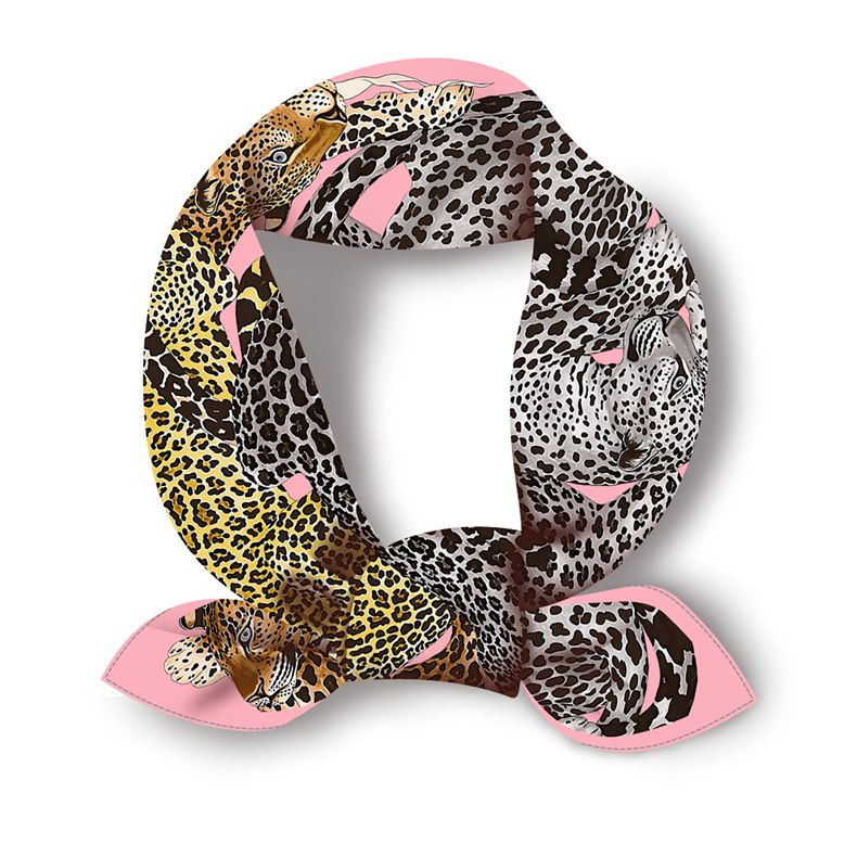 Korean version of leopard print dance performance female cartoon animal cheetah small square tourism scarf_voghion.com