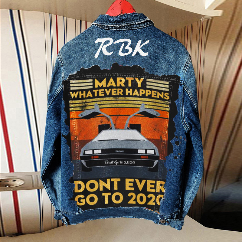 Damjacka i autostil Casual Modetryckt jeansjacka Långärmad damjacka_voghion.com