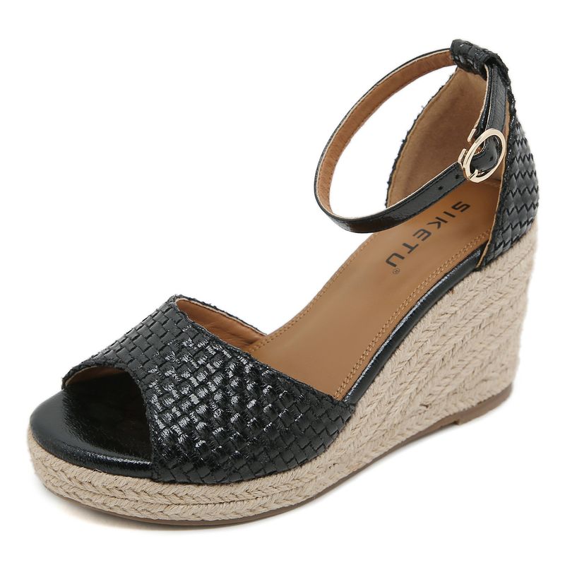 ALM2024-1 Estate 2024 Sandali dolci Moda donna Scarpe da spiaggia intrecciate con tacco largo e inclinato_voghion.com