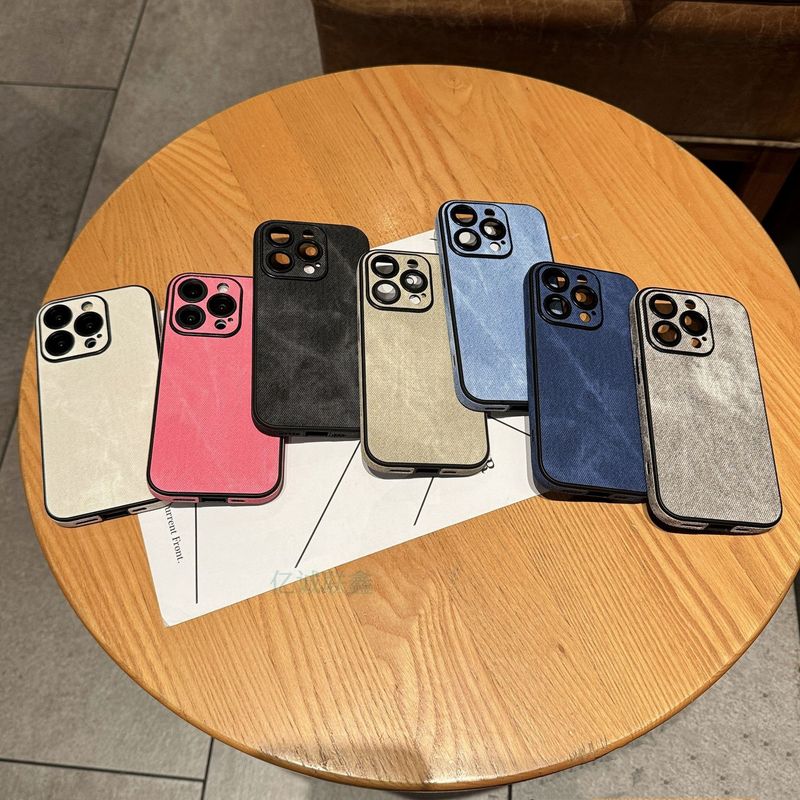 Adatto per iPhone Pro Max Denim Texture Phone iPhone 16 Precision Hole 15 Full Coverage 13 Custodia protettiva antiurto_voghion.com