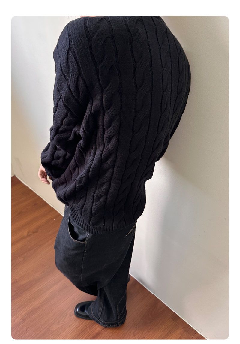Classic Cable Knit Sweater - Men's & Women's Quarter-Zip Pullover, Vintage-Inspired Textured Design, Fall & Winter Layering Essential_voghion.com
