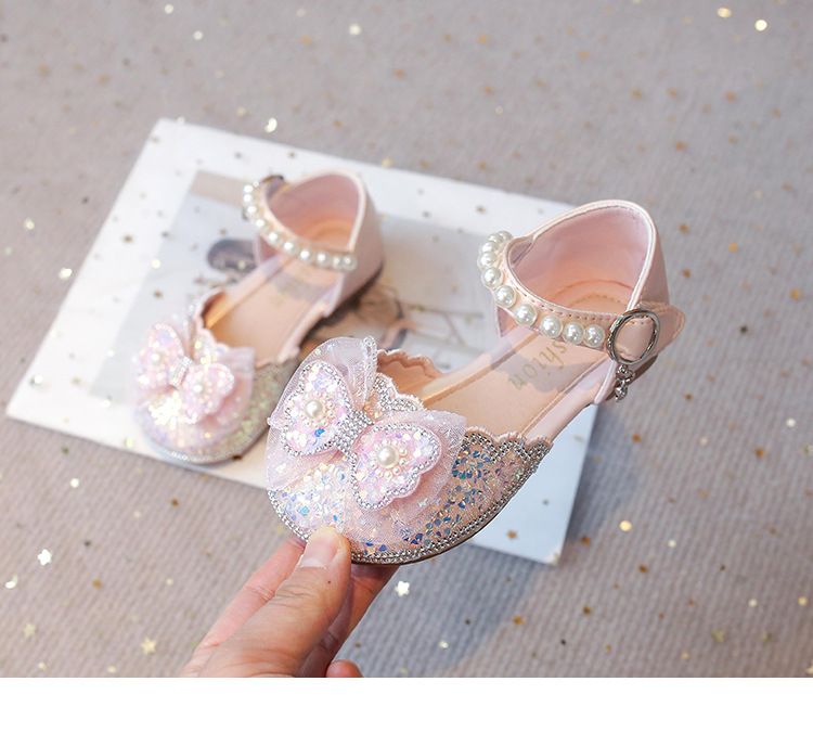 Neu Mädchen Schuhe kinder Prinzessin Schuhe Mädchen Bogen Kristall Leder Schuhe Strass Glänzende_voghion.com