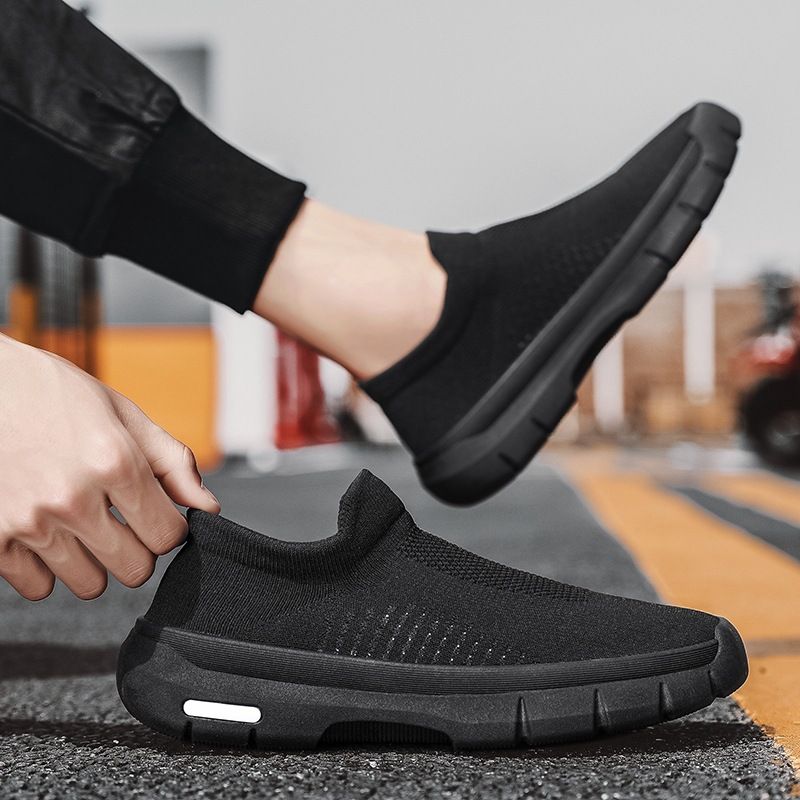 2024 new style flying woven summer and autumn breathable sports shoes men's slip on socks shoes casual coconut shoes wholesale_voghion.com