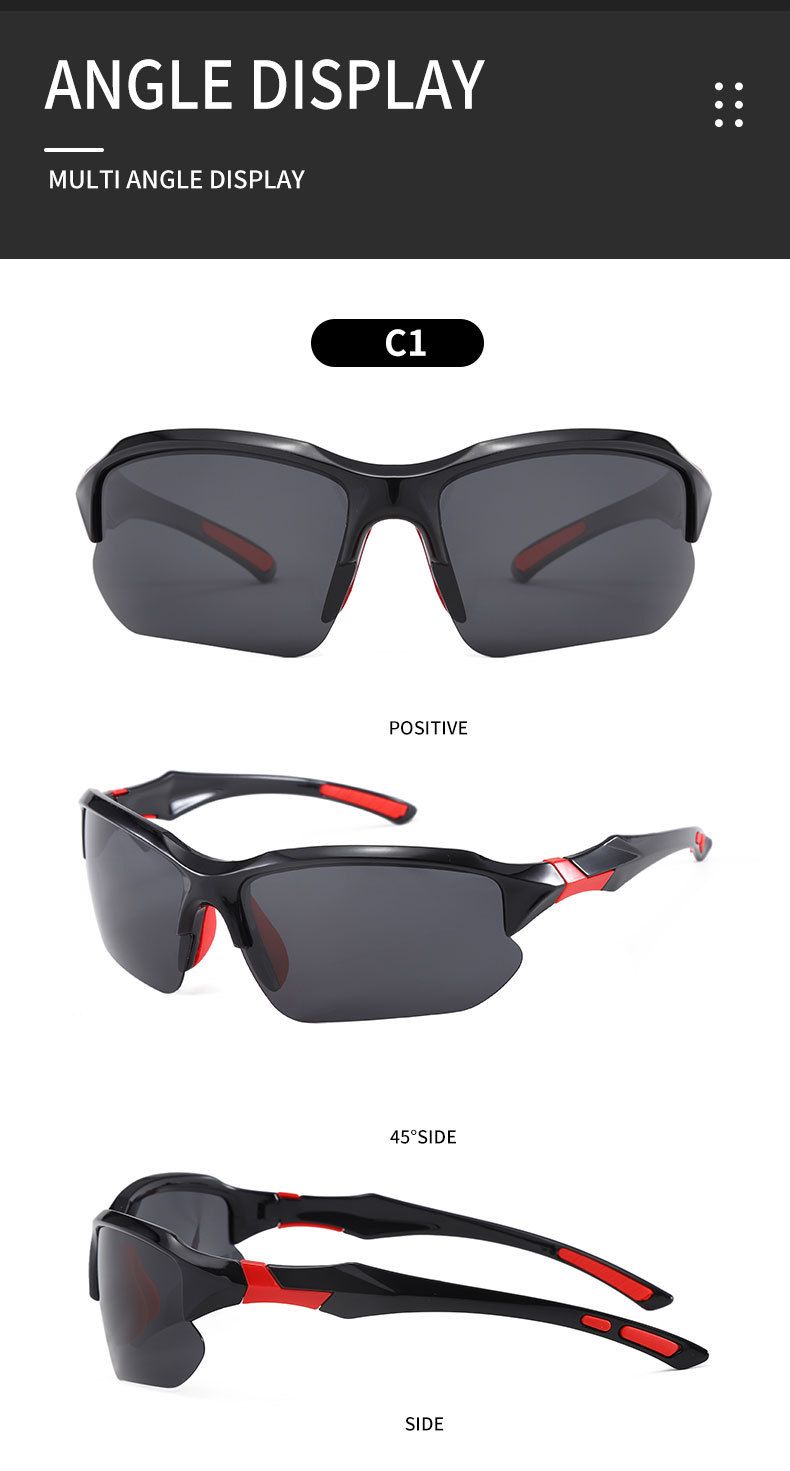 Polarisierte Sport-Halbrahmen-Sonnenbrille für Herren, Sonnenbrillen zum Radfahren und Laufen, leichte Augenschutzbrille_voghion.com