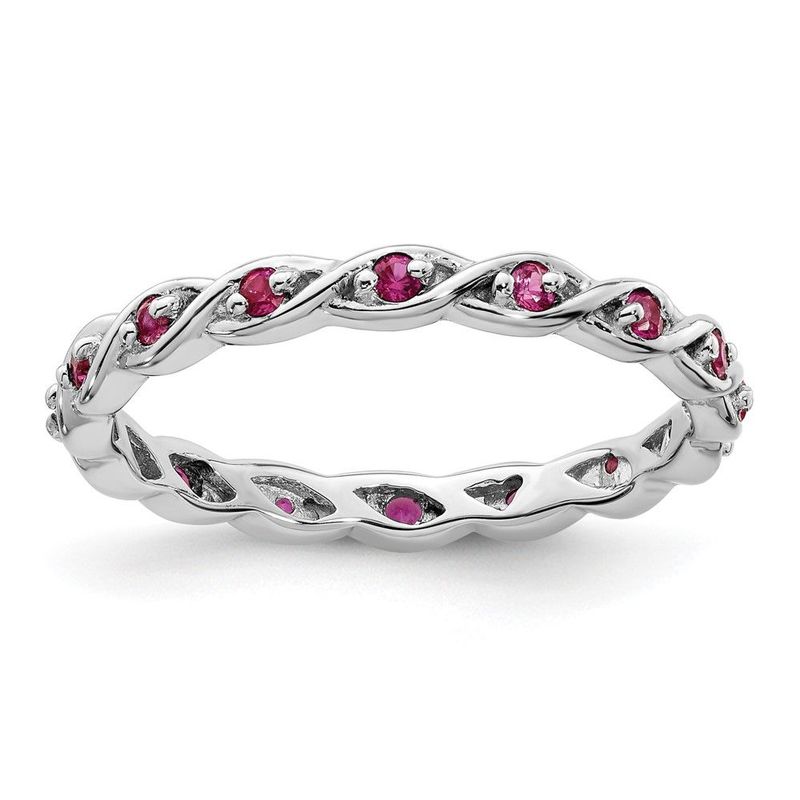 Sterling Silver Stackable Expressions Created Ruby Ring_voghion.com