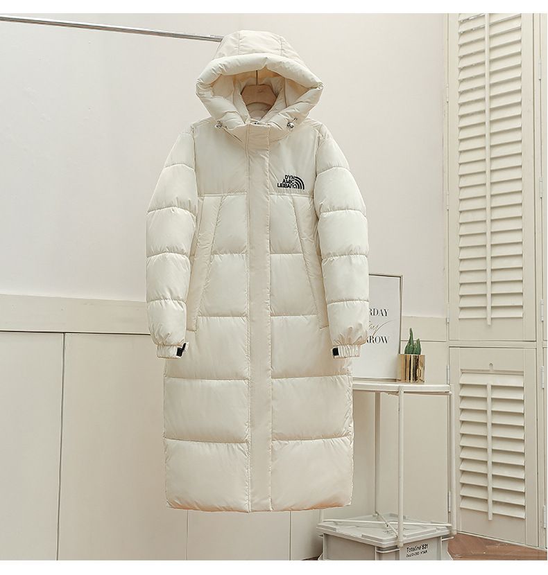 Unisex Long Puffer Jacket With Hood - Warm Winter Coat For Men & Women, Lightweight Polyester Fill, Loose Fit, 3D Pattern Design_voghion.com