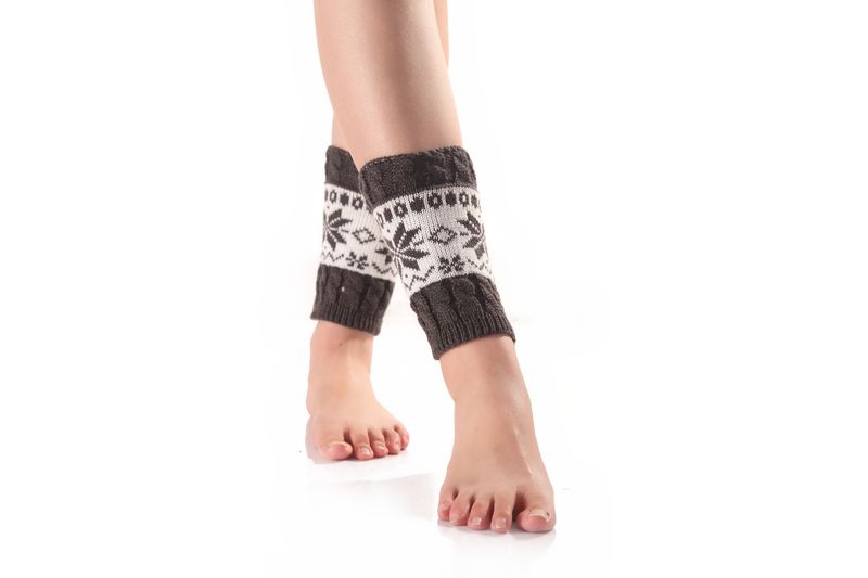 Herbst und Winter Neue Weihnachtsschneeflocke Kurze farbige warme Socken, gestrickte Wollstiefel, Leggings_voghion.com