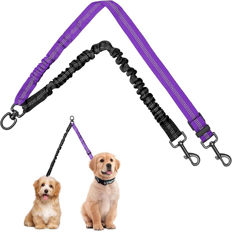 Guinzaglio retrattile automatico per animali domestici, per una sola trazione, per due cani, per passeggiate all'aperto, antideflagrante, bicolore, resistente_voghion.com