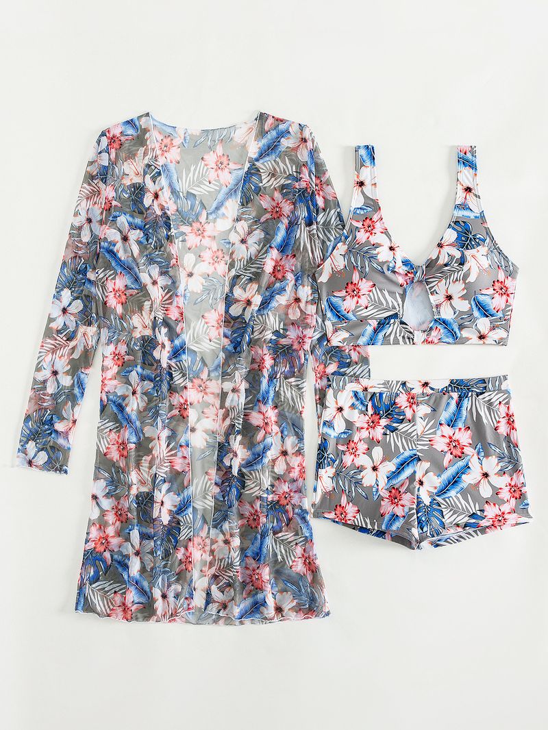 Women's Clothing Sexy multicolor print three-piece bikini for women_voghion.com