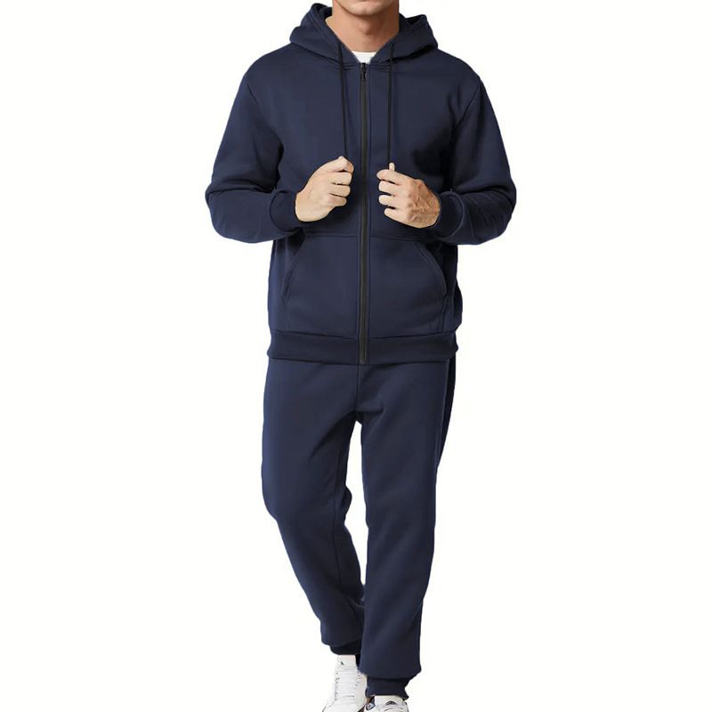 Herren-Set aus Tech-Fleece-Kapuzenpullover und Jogginghose – warmes Winter-Kapuzensweatshirt mit Reißverschluss und weich gefütterter Hose für Fitnessstudio, Laufen und Freizeit_voghion.com