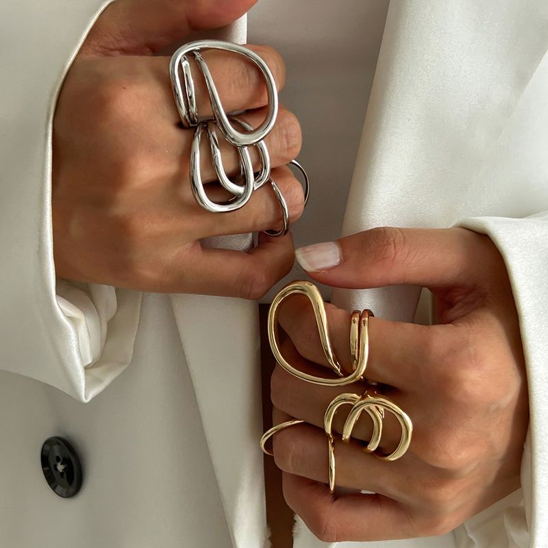 Ins Metall Linie Hohl Joint Ring Einfache Design Geometrische Unregelmäßigen Kreisförmigen Ring_voghion.com
