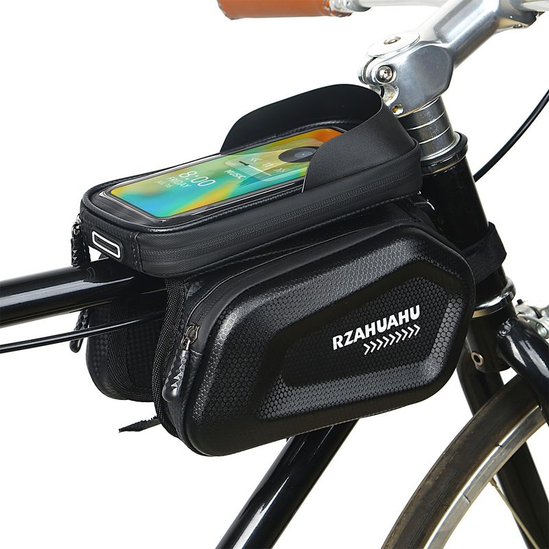 RZAHU Cykel Front Beam Mountain Bike Dobbelt mobiltelefon Øverste rør Vandtæt sadeltaske Rideudstyr_voghion.com