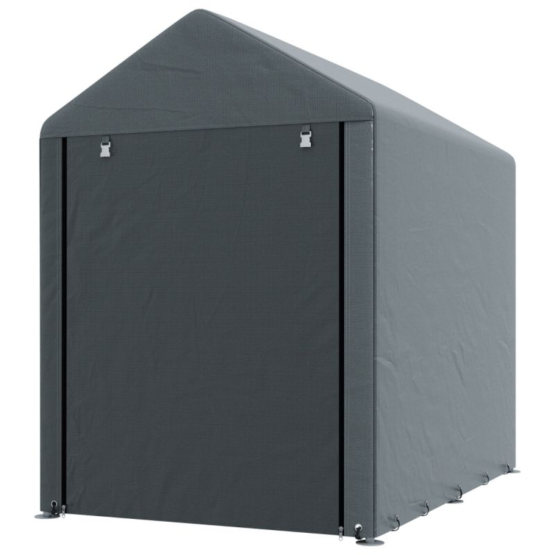 Gartenschuppen, Lagerzelt, Robust & Wetterfest, Stahlrahmen, 1,2x1,8x1,6m, Dunkelgrau_voghion.com