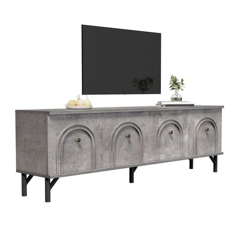 Modernes 4-türiges TV-Board In Grau, 160 Cm, Con Soft-Close-Scharnieren, Für Wohnzimmer_voghion.com
