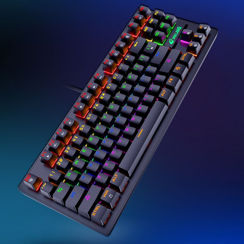 Tastiera meccanica universale con retroilluminazione RGB cablata a 87 tasti Farfi K2, accessorio per computer_voghion.com