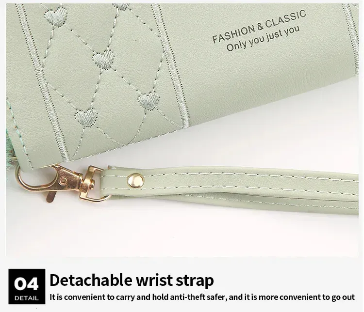 Frauen Lange Brieftasche Pu-leder Halter Große Kapazität Haspe Reißverschluss Geldbörse Multi-karten-organizer Handy Armband_voghion.com