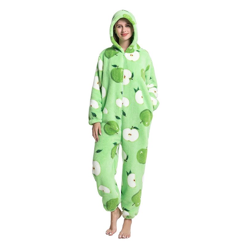 Cartoon Tier Pyjamas Niedlich Verdickt Unisex Paar Neue Flanell Homewear Einhorn Erwachsene Onesie_voghion.com