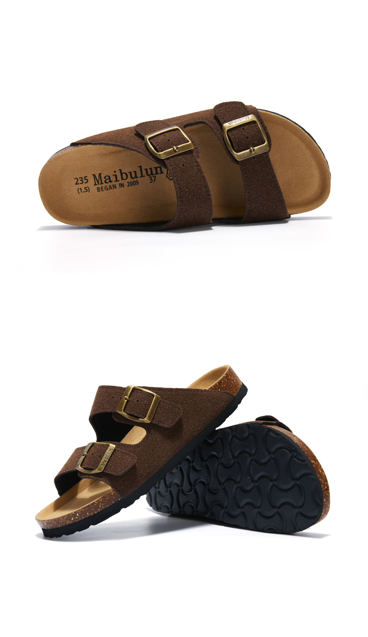 2023 nuove donne estive pantofola in sughero casual spiaggia doppia fibbia antiscivolo esterno in pelle nabuk slip on slides scarpa_voghion.com
