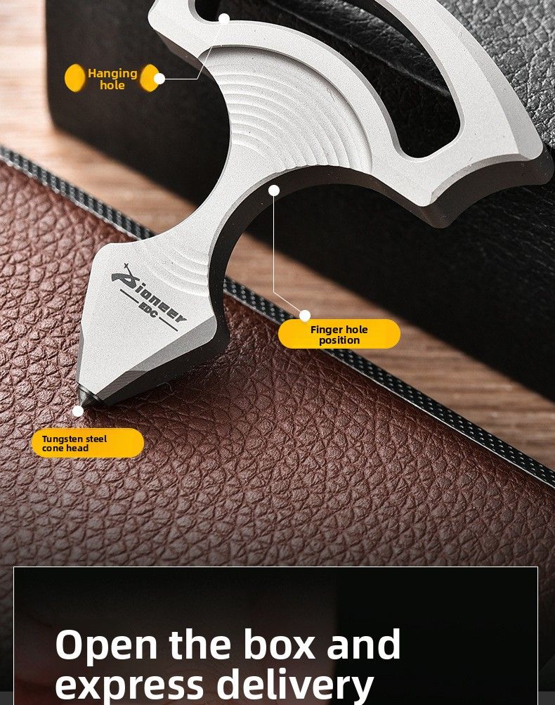 Outdoor Titanium Alloy Single Finger Tiger Camping EDC Self-Defense Black Gold Head Window Breaking Tool_voghion.com