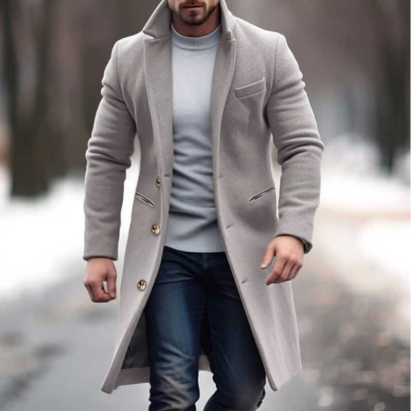 Mehrfarbige und mehrgroße neue Woll-Windjacke für Herren in mittlerer Länge_voghion.com