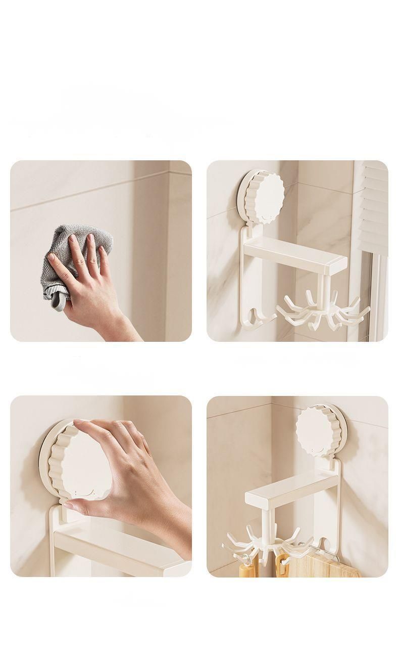 Supporto girevole Mered con ventosa per spatole e cucchiai, da appendere alla parete, organizer per utensili da cucina_voghion.com