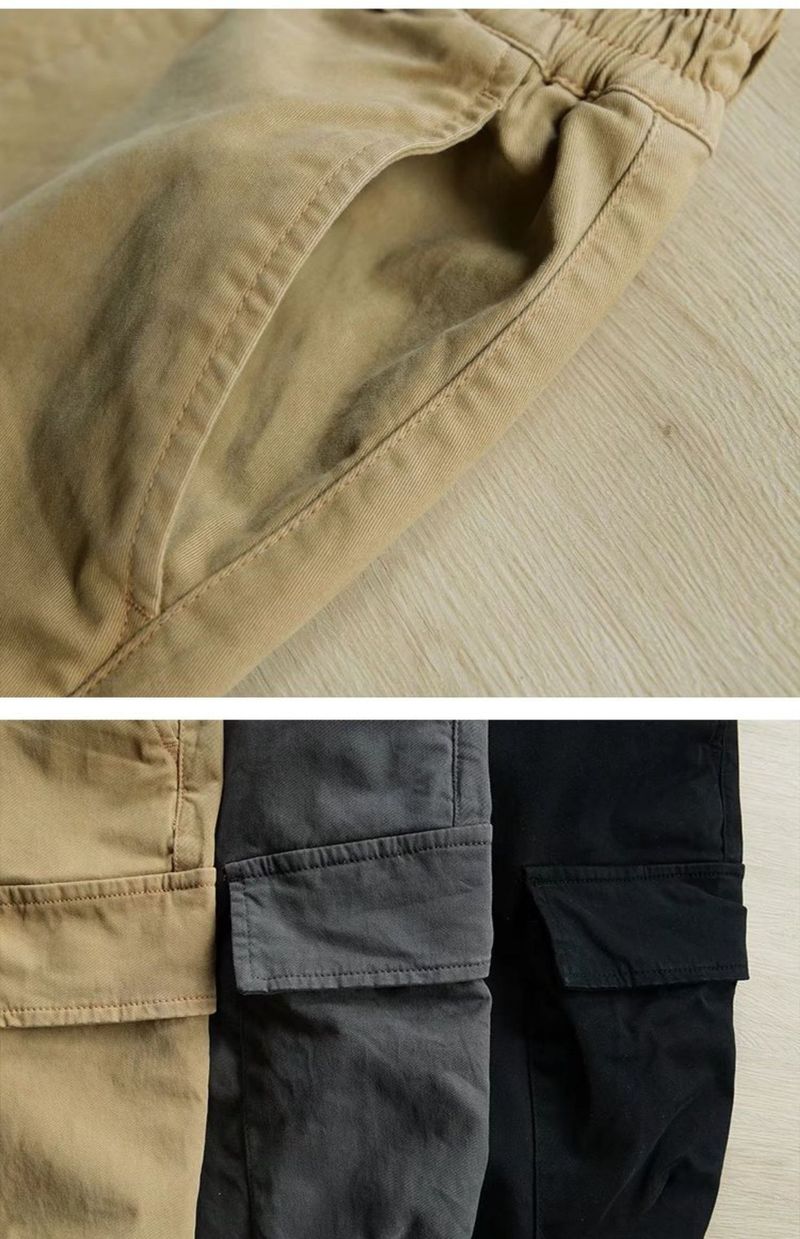 Men’s Cargo Overalls – Loose Fit Tactical Pants With Multi-Pockets (Khaki/Black/Grey, Sizes M-3XL)_voghion.com