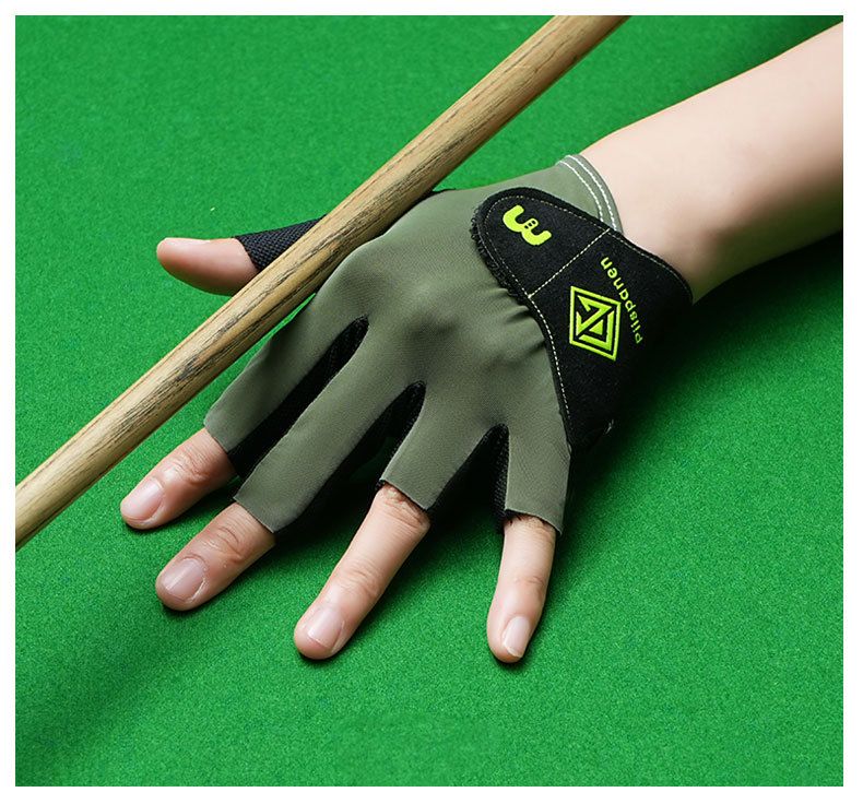 Luva de bilhar de meio dedo para mão esquerda, lisa, elástica, em seda gelada, respirável, antiderrapante, fina, com fecho de velcro._voghion.com