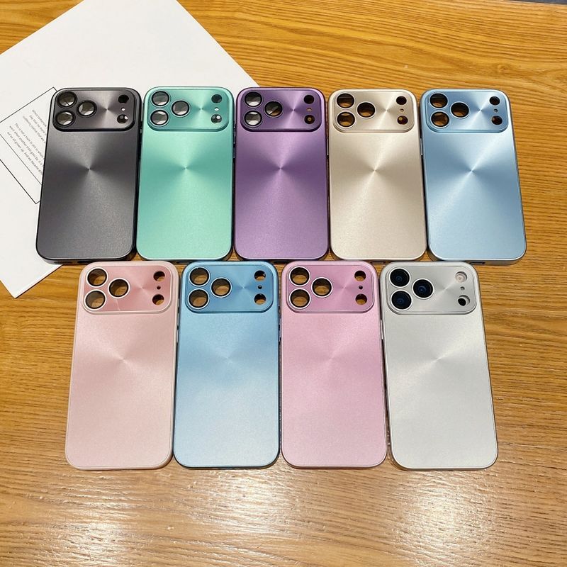 Coque de protection d'objectif Aurora à texture CD de luxe pour iPhone 17 Air 16 15 14 13 12 11 Pro Max Plus, cadre métallique givré_voghion.com