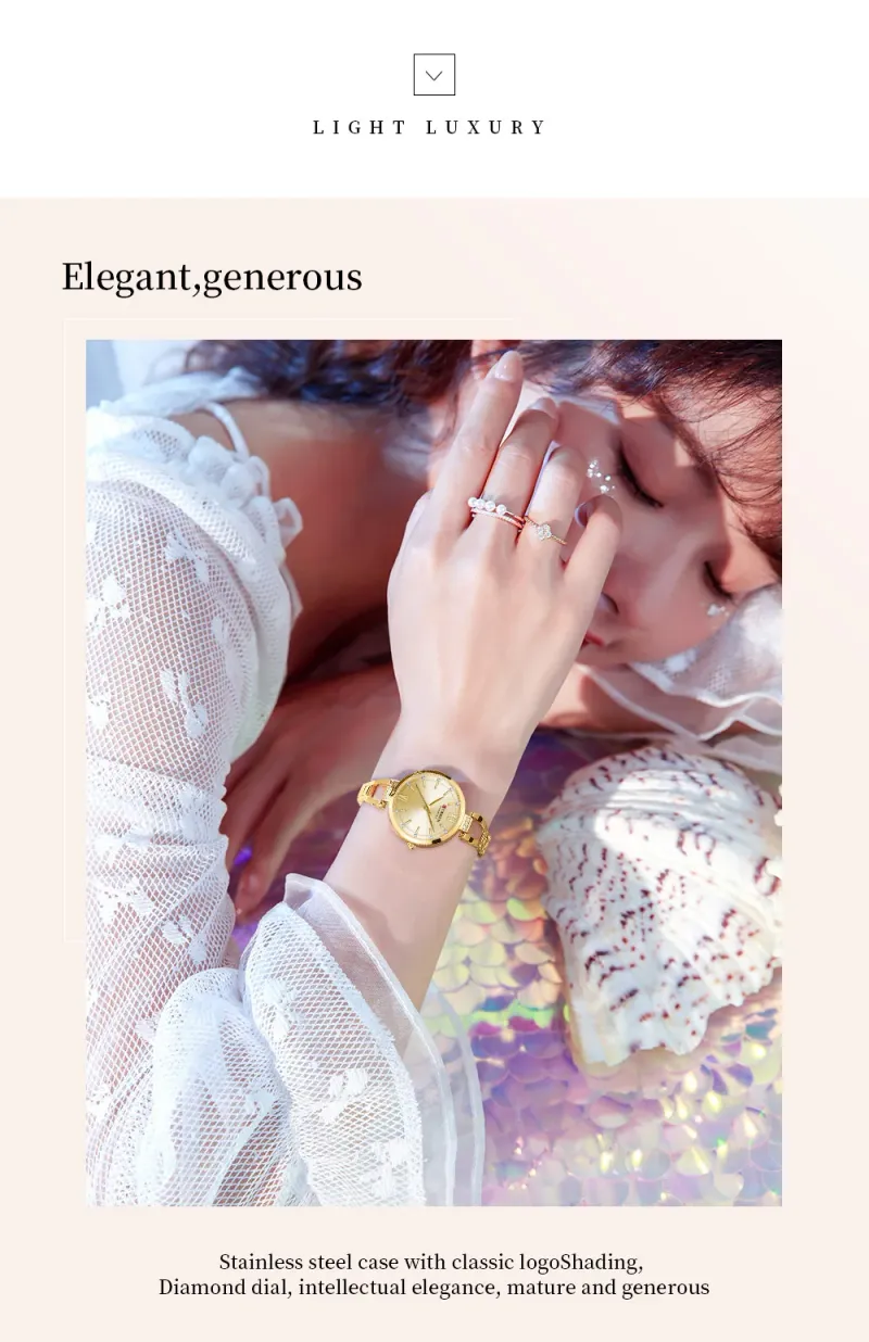 Luxury Elegance Ladies Watch With Sparkling Rhinestones Simple Quartz Stainless Steel Bracelet Wristwatch_voghion.com