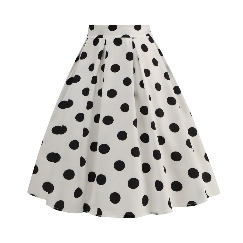 GraceChic X Cross-Border Women's Manufacturer Wholesale European And American Fashion Versatile Polka Dot Print Half Pleated Waist_voghion.com