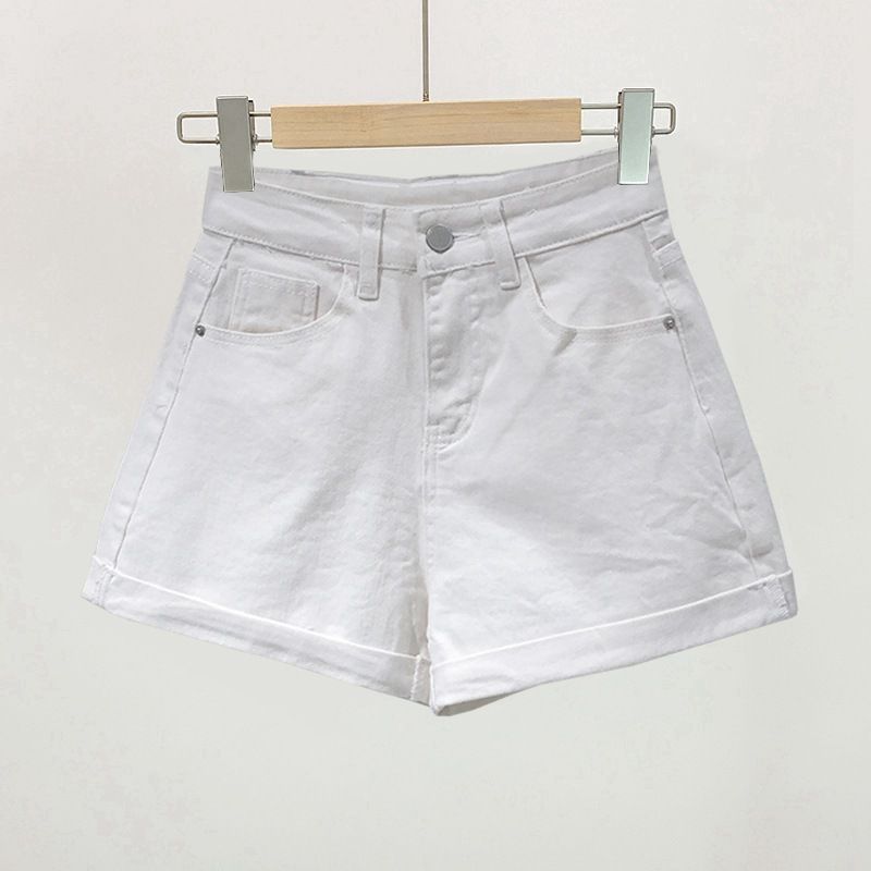 2025s Neue Trendy INS Denim Shorts Für Frauen Sommer Lose Hohe Taille Koreanischen Stil A-linie Breite Bein Abnehmen Vielseitig gerollt Saum_voghion.com