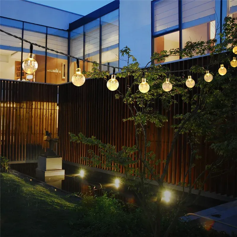 2024 neue Solar Kristall Globus LED String Lichter LED Solar Outdoor Licht IP65 Fee Licht Weihnachten Girlande Für Garten Party decor_voghion.com