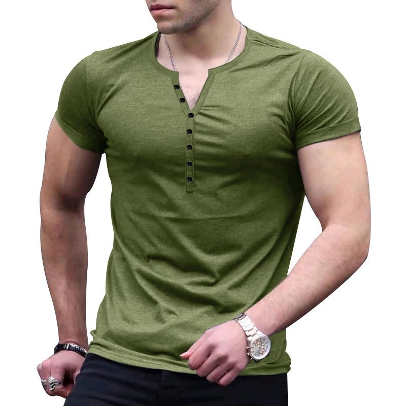Maglietta dimagrante Henry Shirt da uomo, tinta unita, con bottoni, collezione estiva 2025, di qualità imbattibile_voghion.com