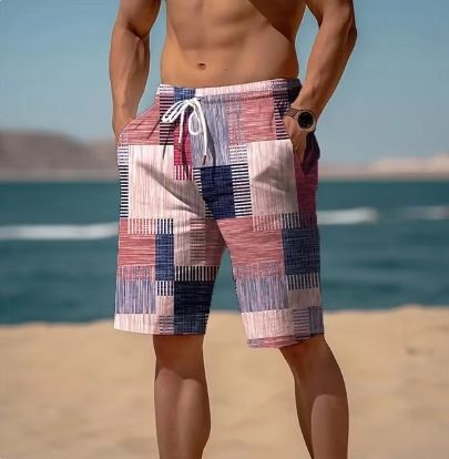 Unbeatable Quality Unbeatable Quality 2024 New Summer Breathable Hawaiian Beach Pants 3D Printed Checkered Pattern Men's Shorts_voghion.com