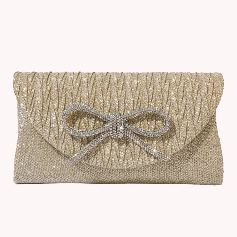 Borsa da sera per donna con fiocco, borsa formale in raso, borsa a tracolla scintillante per matrimonio, festa, ballo di fine anno 250614l_voghion.com