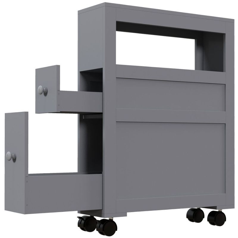 Mobiletto laterale X contenitore 6,25 bagno stretto 20,5 28,25 legno HOMCOM grigio X scorrevole_voghion.com