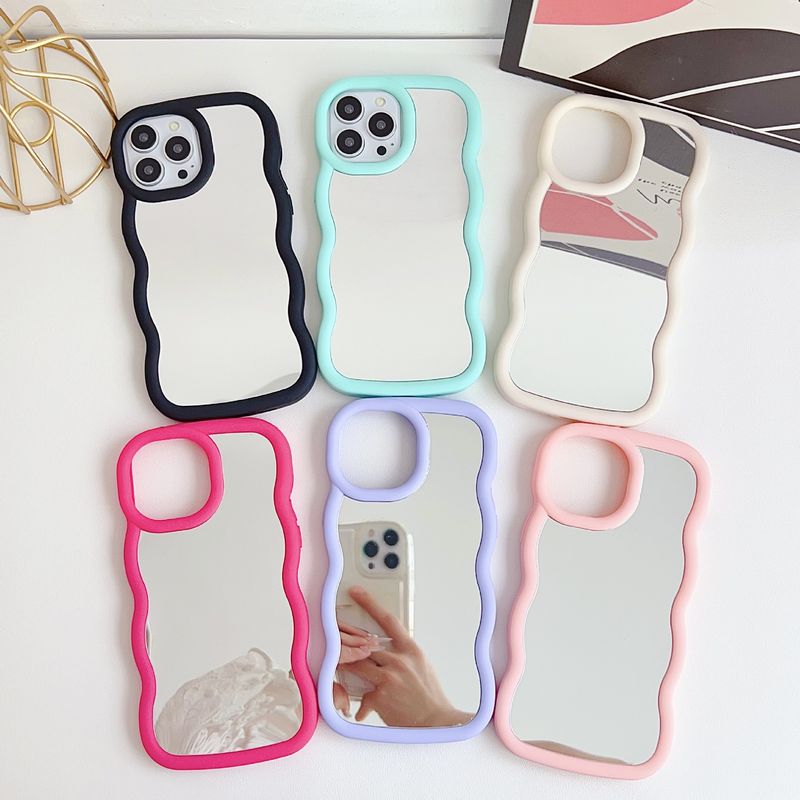 Suitable For IPhone 14 ProMax Silicone XR Iphone 15 Plus Niche Cloud Wave 12 Mirror Phone Case_voghion.com