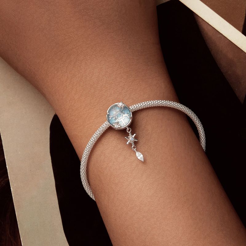 Charm-Anhänger Schneeflocke aus Sterlingsilber mit Kristall, SCC2958_voghion.com