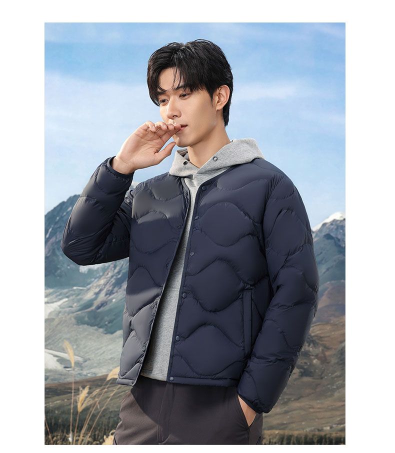 Doudoune légère pour homme, garnie à 90 % de duvet de canard gris, doudoune ultra-chaude coupe ajustée 600 FP (vert armée/bleu marine/noir/anthracite/kaki)_voghion.com