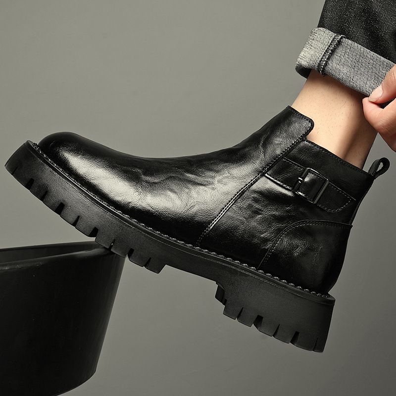 Martin Boots Tooling Koreanische Version Herren Chelsea Boots Herren rutschfeste Windleder Herren Mid-Top Lederschuhe_voghion.com