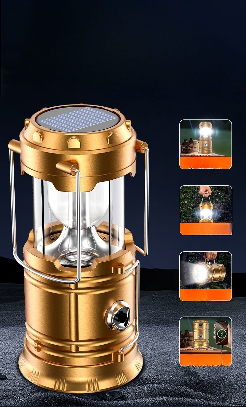 Multifunctional Solar Lantern With Long Battery Life, Rechargeable Home Lighting, Portable For Power Outages, Tent_voghion.com